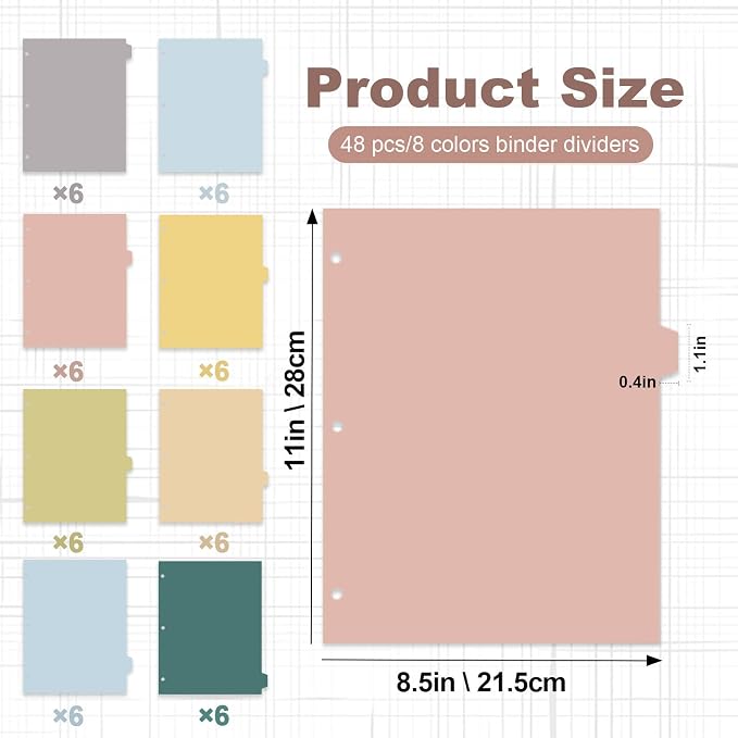 3 Ring Binder Dividers with TAB, Durable Plastic Write & Erase, Colored Binder - Image 2