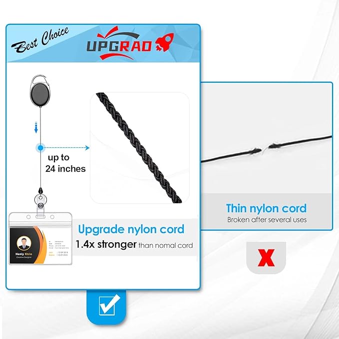 KTRIO ID Badge Holder with Retractable Reel, Horizontal, 2 Pack | Fits 3.7x3.4" - Image 3