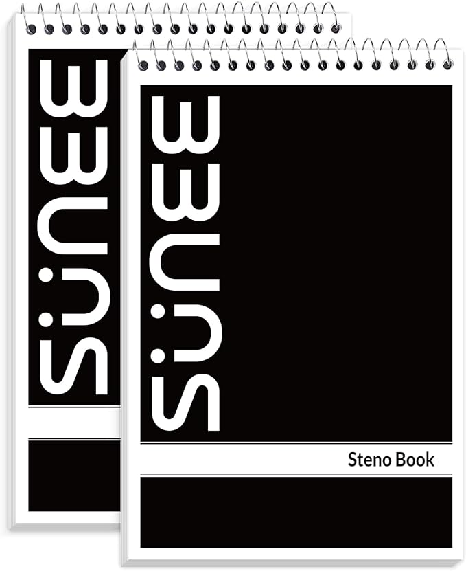 SUNEE 2 Pack Steno Pads 6x9, Gregg Rule, 60 Sheets, Spiral Notebook 6x9 by SUNEE