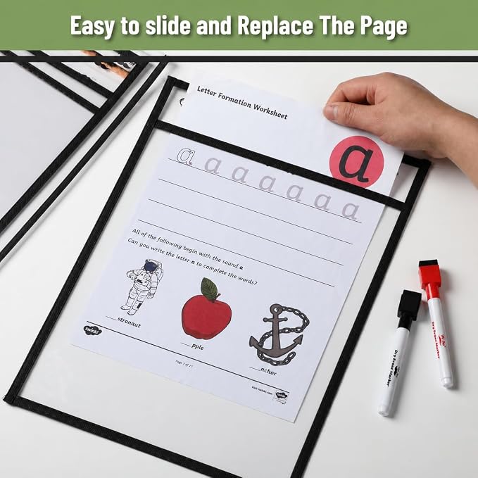 Mr. Pen- Reusable Dry Erase Pockets, 60 Pack, Classroom Supplies - Image 3