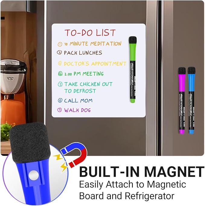 Magnetic Dry Erase Markers Fine Point Tip, Low Odor Thin Marking - Image 5