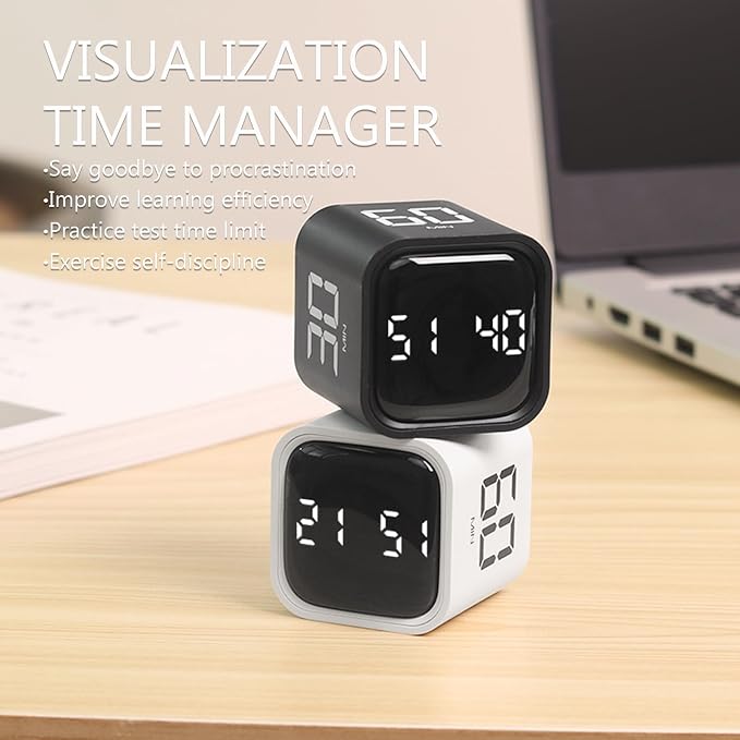 Digital Cube Pomodoro Timer Desk Rechargeable Productivity Timer 5/10/30/60min - Image 4