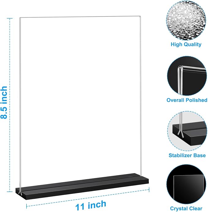 EHWINE 12 Pack Acrylic Sign Holder 8.5 x 11, Double-Sided Stand up Table Top - Image 2