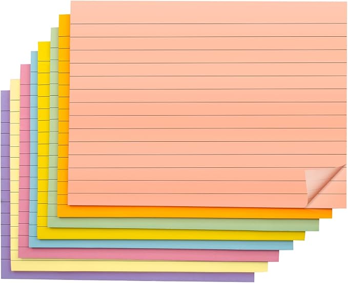 8 Pack Lined Sticky Notes 8x6 in Post, 400 Sheets Large Ruled Post Stickies by Agoer
