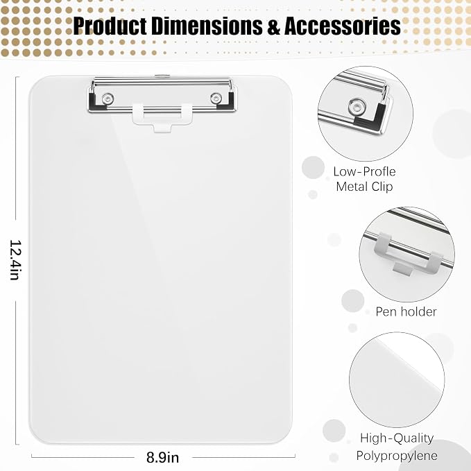 Hongri Plastic Clipboard with Pen Holder, Nurses and Women, Low Profile Clip - Image 3