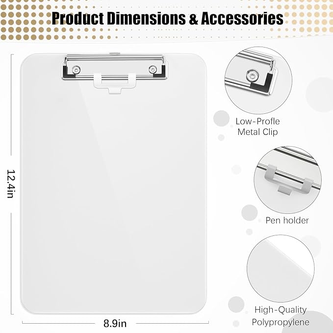 Hongri Plastic Clipboard with Pen Holder, Nurses and Women, Low Profile Clip - Image 3