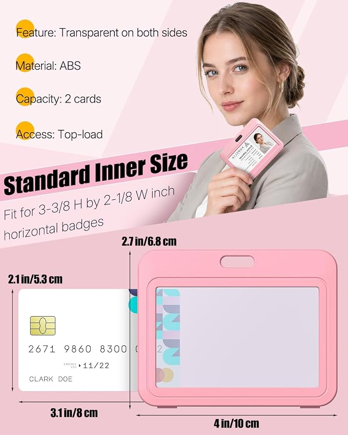 Uniclife 3 Pack Pink Horizontal Badge Holders - Image 7