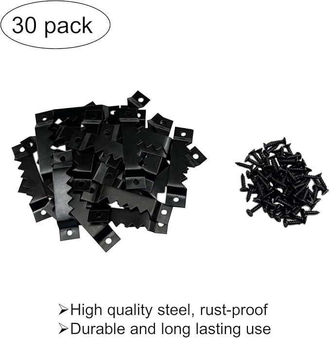 30 Pack Large Heavy Sawtooth Picture Hangers Steel Picture Hangers with Screws Picture Hang Solutions, for Hanging Clock Paintings Artwork Picture Frame Hook Photos (Black，Supports 50 lbs)-DeskLoop Office