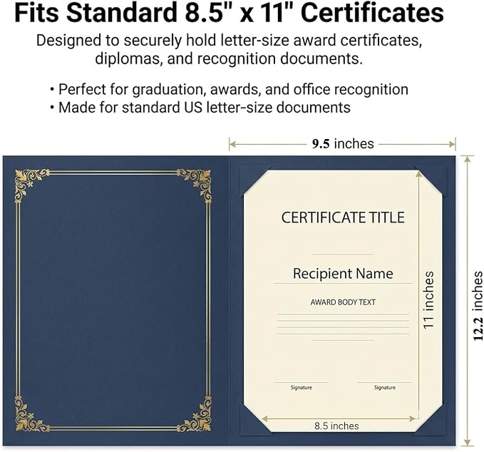Certificate Holders 8.5 x 11, 30 Pack Extra Thick Diploma Covers, School Awards - Image 2
