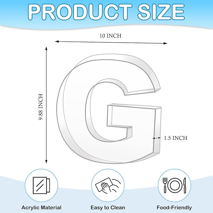 10" G Clear Acrylic Letter Charcuterie Board Box, Reusable Fillable Decorative - Image 2