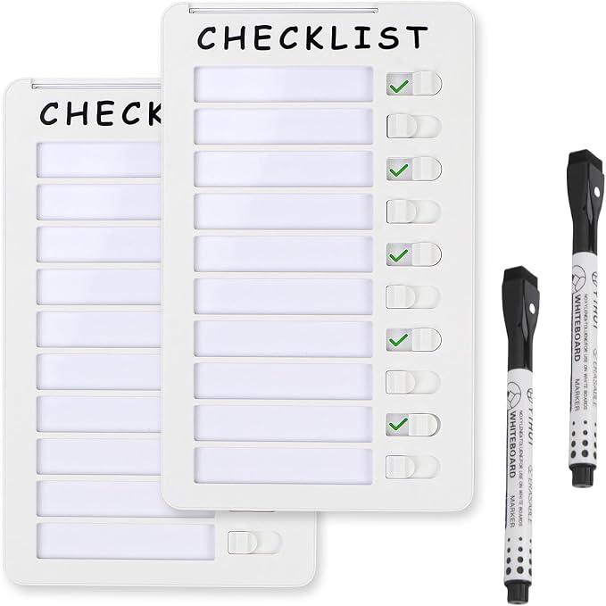 2-Pack Magnetic Dry Erase Checklist Board – Reusable Whiteboard Task Planner by SENWHAL