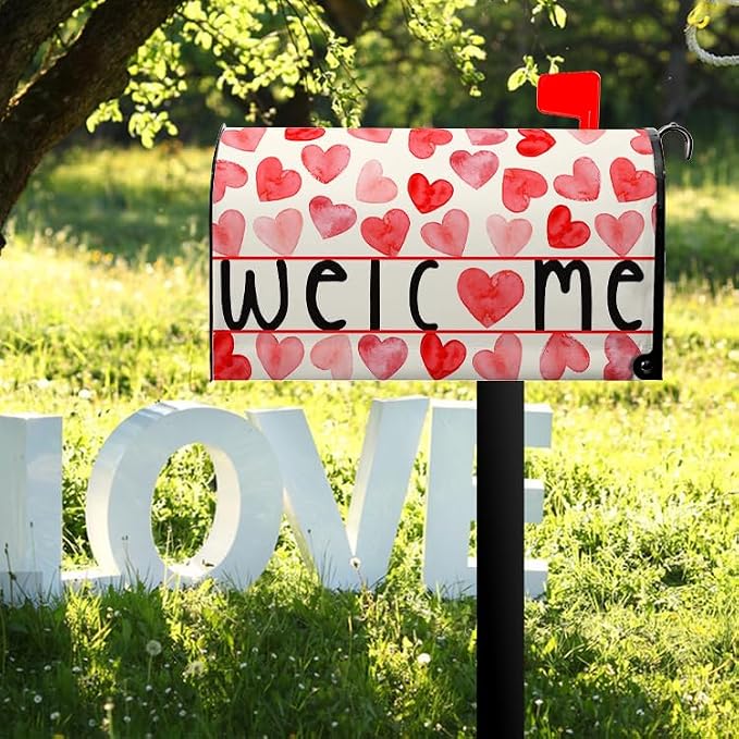 Welcome Valentines Mailbox Cover Magnetic Standard Size 21 x 18 Inch Valentine - Image 2