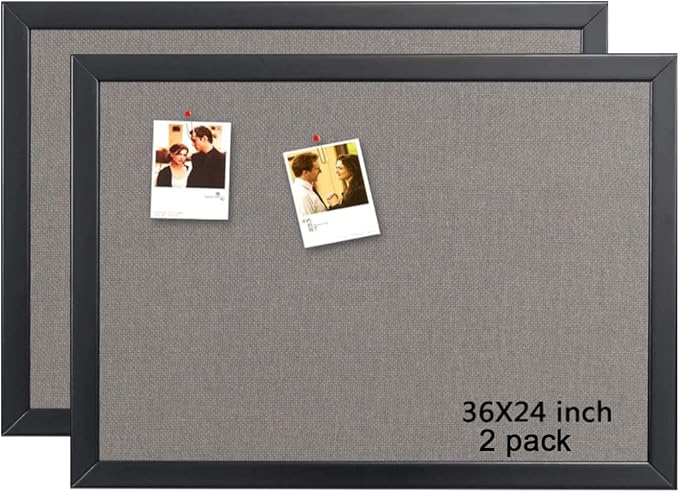 Gideal Cork Board Bulletin Board, 24 x 36 Inch Cork Boards for Walls, Large Cork Board for Office, School & Home with Imported Solid Wood Frame and Grey Canvas, Wall Mounted Notice Boards, 2 Pack-DeskLoop Office