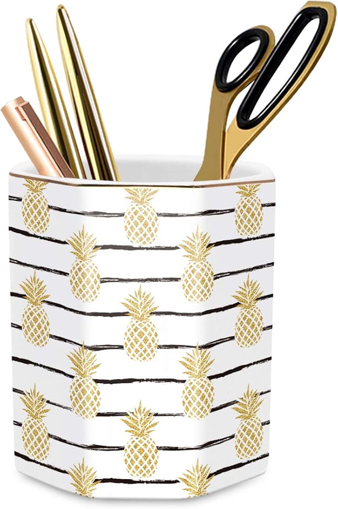 Pen Holder, Pencil Holder for Desk Pineapple Pattern Pencil Cup for Girls Kids by WAVEYU