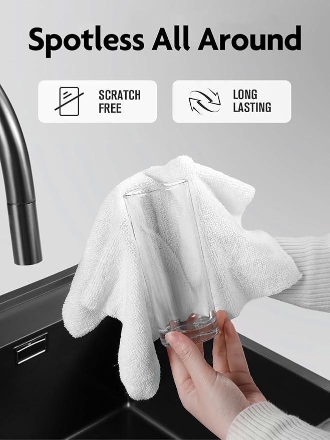 Fantasticlean Microfiber Cleaning Cloth Roll -60 Pack, Tear Away Microfiber Towels, 12" x 12", Reusable, Washable, Scratch Free, Ultra Absorbent Dish Rags for Car, Home, Garage or Shop (White & Blue)-DeskLoop Office