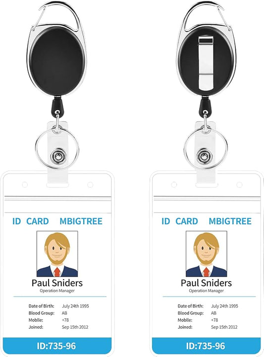 2 Pack ID Badge Holder, Badge Holder Retractable Clip by moeverEx