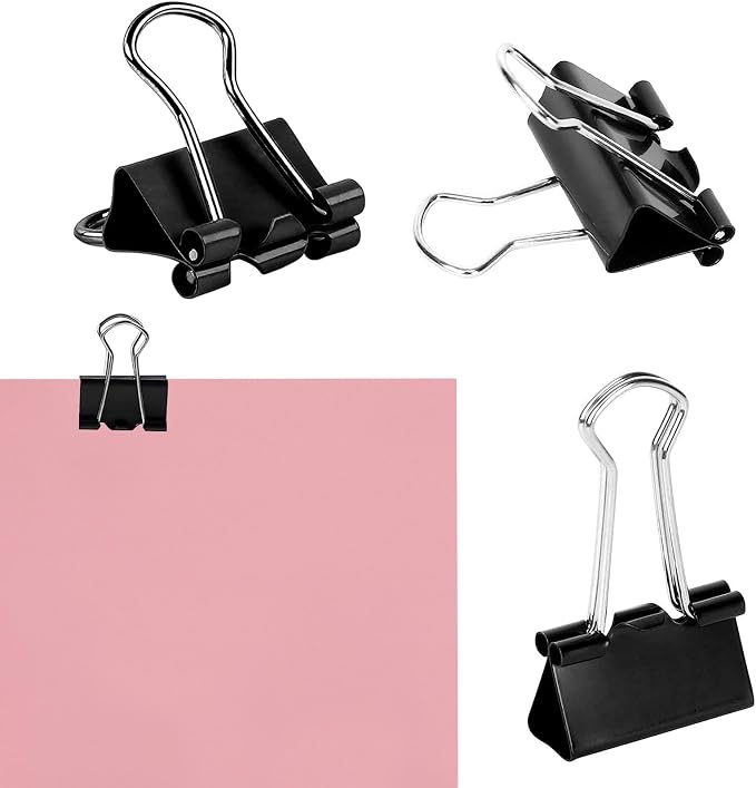 SANNIX 42 PCS Binder Clips, 1 inch 25mm Binder Clips Black Paper Clamps Medium - Image 3