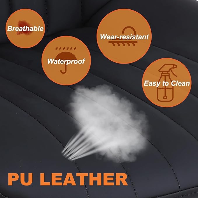 Bar Stools Set of 2, Swivel Counter Height Barstools with Back, Adjustable PU Leather Bar Chairs, Modern Armless Kitchen Island Stool, Black-DeskLoop Office