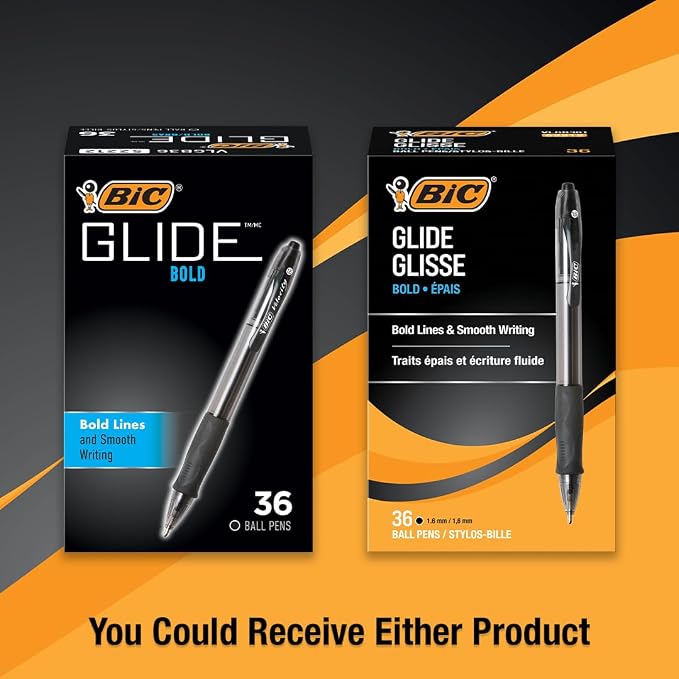 BIC Glide Bold Black Ballpoint Pens, Bold Point, 36-Count Pack, Retractable - Image 3