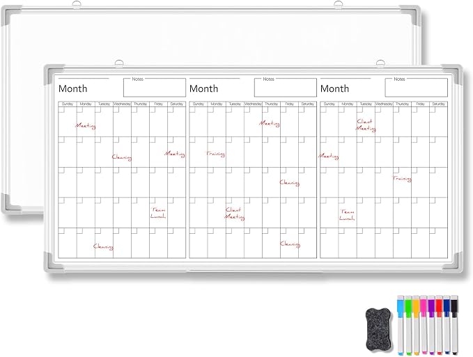 Lincia 36" x 18" Magnetic Horizontal 3 Month Dry Erase Calendar by Lincia