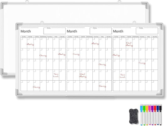 Lincia 36" x 18" Magnetic Horizontal 3 Month Dry Erase Calendar by Lincia