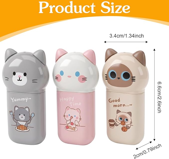 Mabor 3 PCS White Correction Tape Set, Cute Kawaii White Correction Cat Tape - Image 2