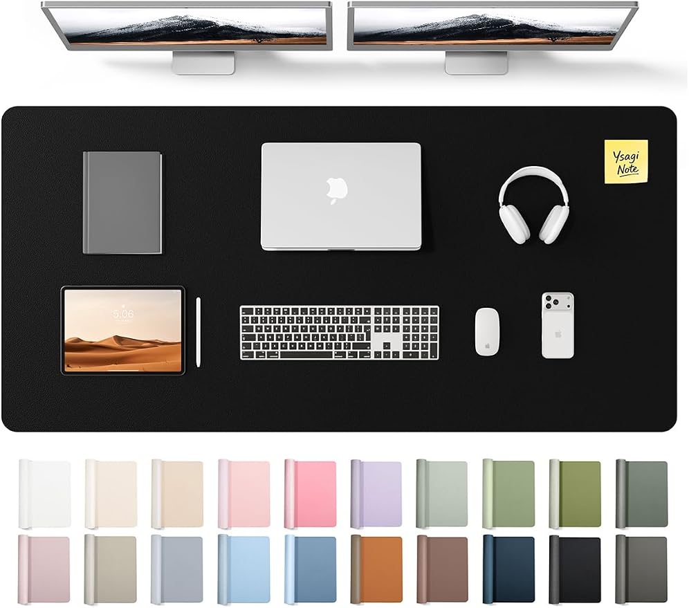 YSAGi Leather Desk Pad Protector, Office Desk Mat, Large Mouse Pad, Non-Slip PU by YSAGi