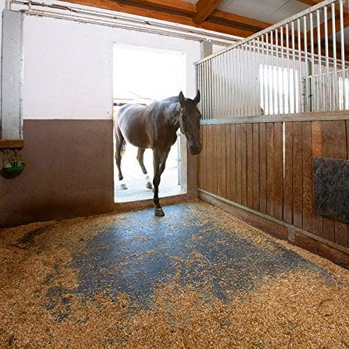 American Floor Mats - Heavy Duty Stall Tiles - Stable/Horse Tiles - Thick, Durable Rubber Flooring Solid Black 6' x 12' Set 3/8" Thick (18 Tiles Total)-DeskLoop Office