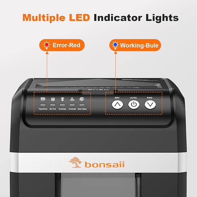 Bonsaii Paper Shredder Heavy Duty, 200-Sheet Auto Feed Micro-Cut 60 Minutes - Image 7