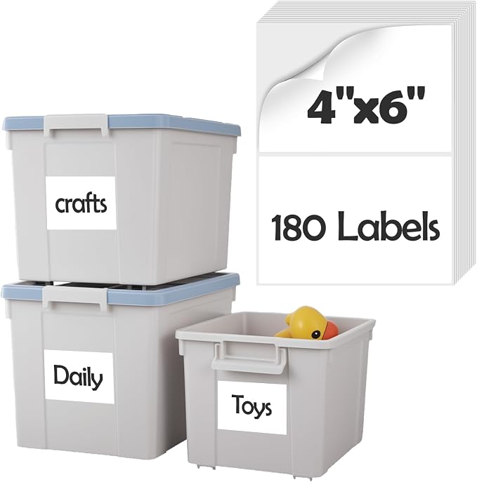 Homrelaxy 180Pcs 4"x6" Labels for Storage Bins, Removable No Residue Large by Unknown