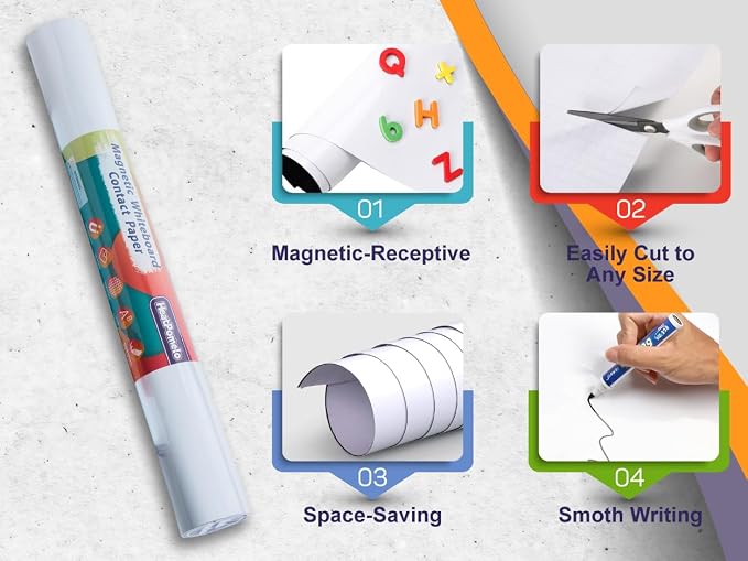 Magnetic Dry Erase Board Paper 36" x 24" Adhesive Backing White Board Sticker - Image 3