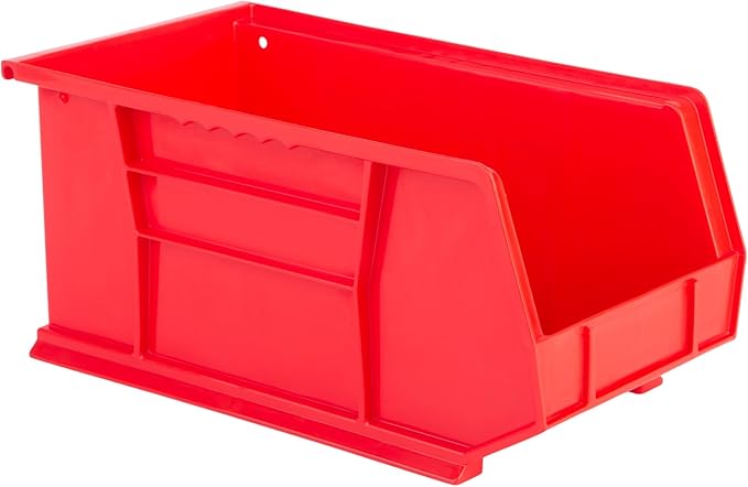 Hudson Exchange 15" x 8" x 7" Plastic Stackable Storage Bin and Hanging Container (Red, 1 Pack)-DeskLoop Office
