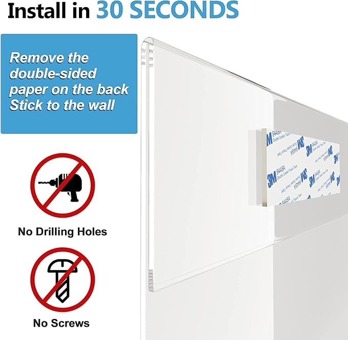 Argvey Acrylic Sign Holder 8.5 x 11 Wall Mount, Vertical Wall Sign Holder - Image 4