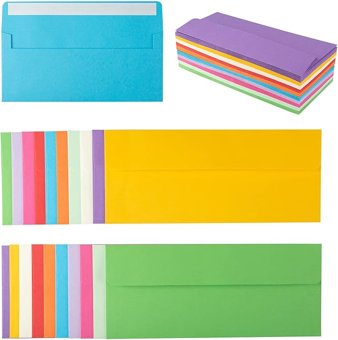 200 Pack Colorful #10 Business Envelopes Self Seal Letter Envelope | Standard by Unknown
