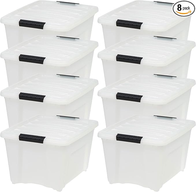 IRIS USA 8 Pack Stackable Storage Bin, 32 Quart Plastic Container Totes by IRISUSA