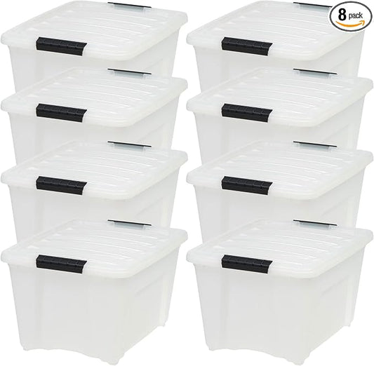 IRIS USA 8 Pack Stackable Storage Bin, 32 Quart Plastic Container Totes by IRISUSA