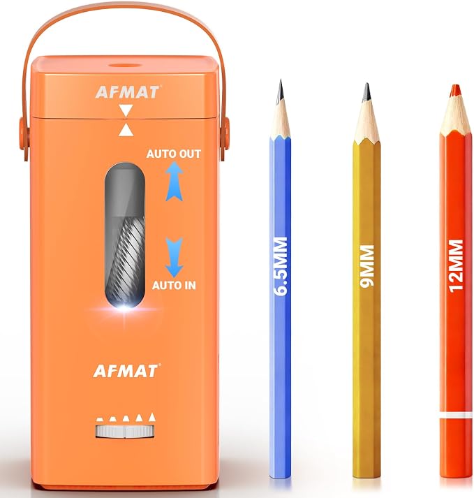 AFMAT Electric Pencil Sharpener, Fully Automatic Pencil Sharpener, Auto in & Out by AFMAT