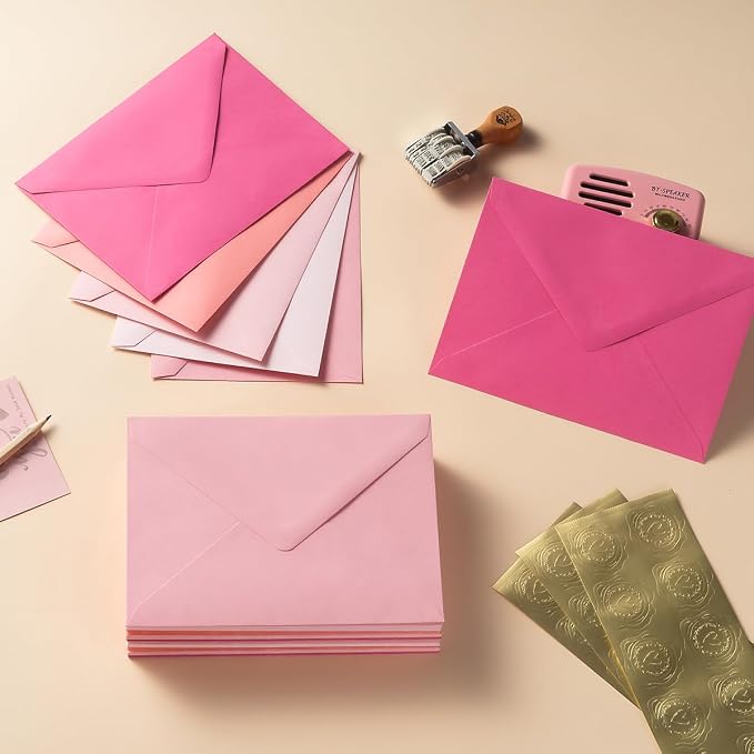 50 Pack Colored A7 Invitation Envelopes 5x7 Pink, 5 1/4 x 7 1/4 in | 5 Colors - Image 4