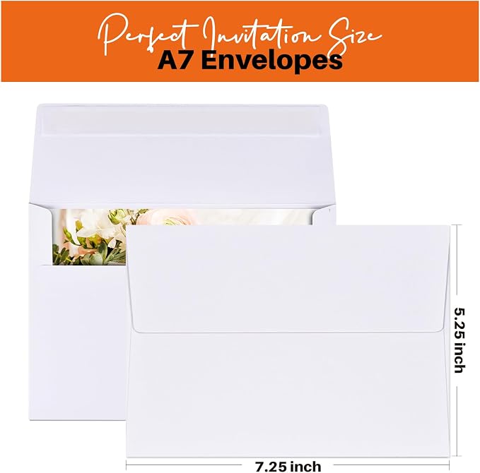 50 Packs 5x7 Envelopes, A7 White 5x7 Envelopes - Image 2
