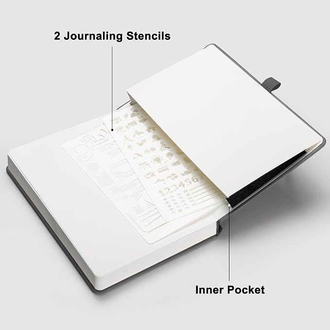 RETTACY Dotted Journal Notebook, 192 Pages, A5 Medium Size, Leather Hardcover - Image 7