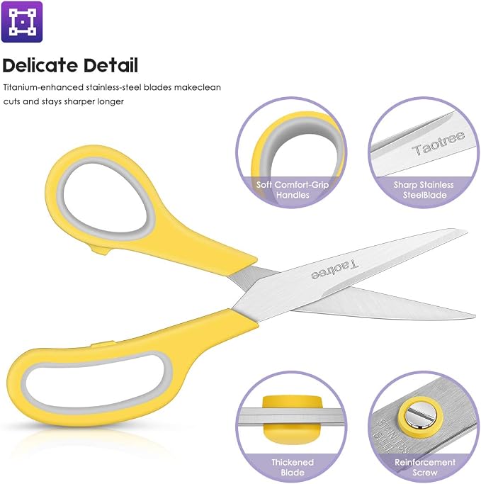 Scissors Bulk 40-Pack, Taotree 8" All Purpose Scissors, Soft Comfort-Grip - Image 4