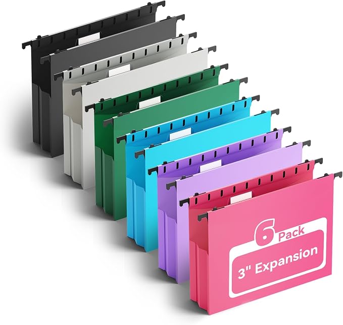 Ansook Plastic Hanging File Folders Letter Size, 3 inch Hanging Folders by Ansook