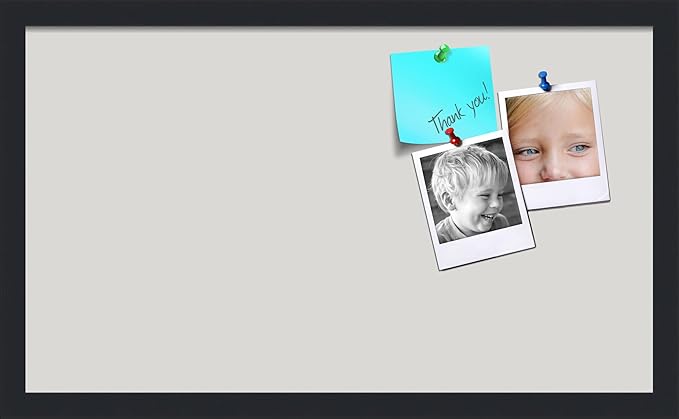 PinPix 24x14 Inch Cork Bulletin Board. This Decorative Framed Pin Board Comes with Light Stone Design and a Satin Black Frame. Ideal for Home Office Decor or Message Board (PinPix-1809)-DeskLoop Office