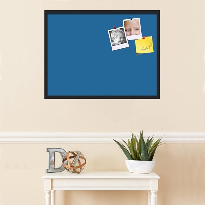 PinPix 32x24 Inch Cork Bulletin Board. This Decorative Framed Pin Board Comes with Navy Pastel Design and a Satin Black Frame. Ideal for Home Office Decor or Message Board (PinPix-1811)-DeskLoop Office