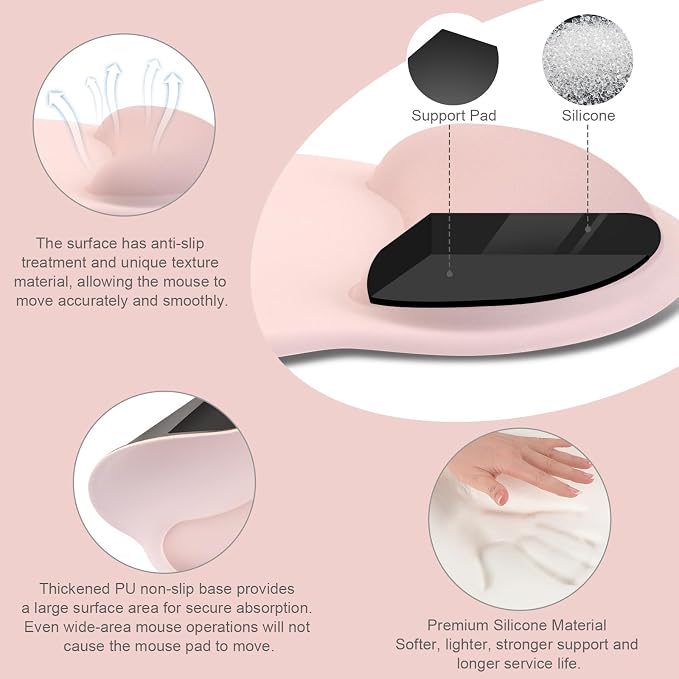 MOSISO Wrist Rest Support for Mouse Pad&Keyboard Set, Circle Curved Ergonomic - Image 2
