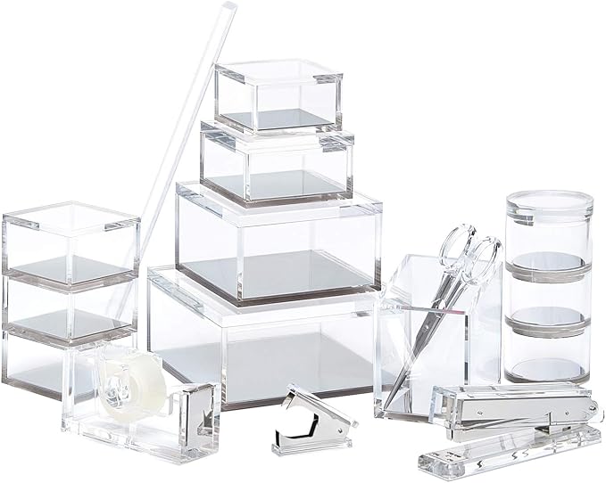 OfficeGoods Acrylic Desk Organizer w/Silver Base – Functional & Elegant Odds & - Image 8