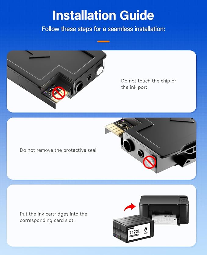 712 712XL Ink Cartridges Combo Set 4-Pack High Yield with chip Replacement for HP 712 712XL Ink Compatible with HP Designjet T650 T630 T230 T210 T250 Studio Plotter Printer (Black/Cyan/Magenta/Yellow)-DeskLoop Office