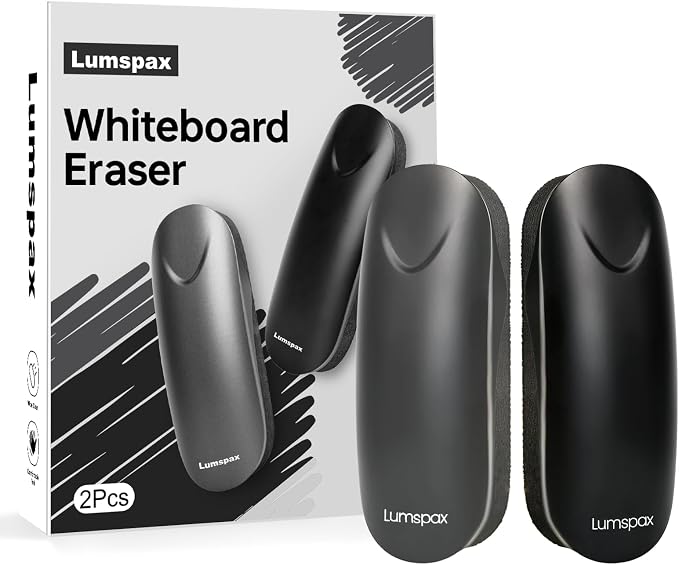 Magnetic White Board Eraser, Glass Board Erasers, 2 Pack, Dry Erase Eraser by Lumspax