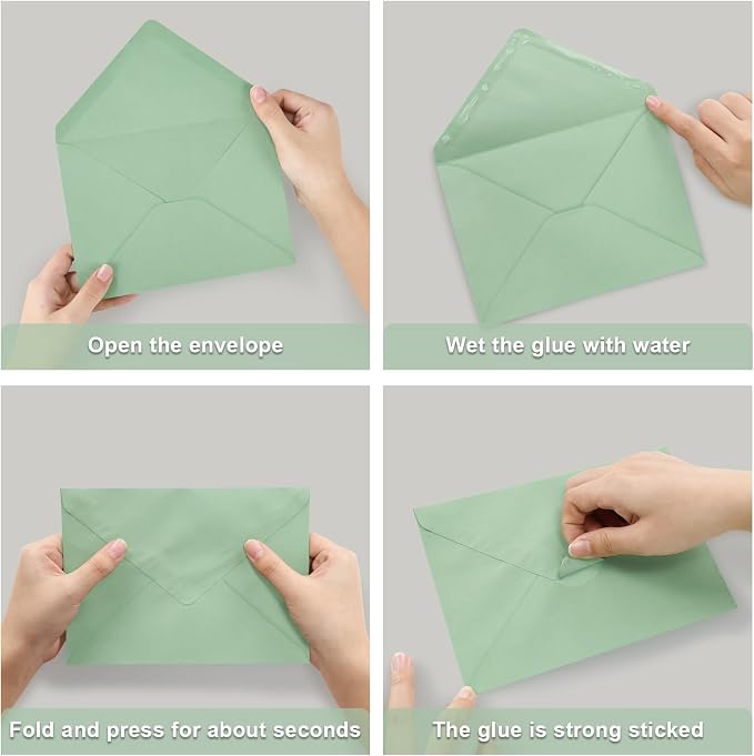 50 Pack A7 Envelopes, Sage Green Greeting Card Envelopes Self Seal, 5.24 x 7.24 - Image 6
