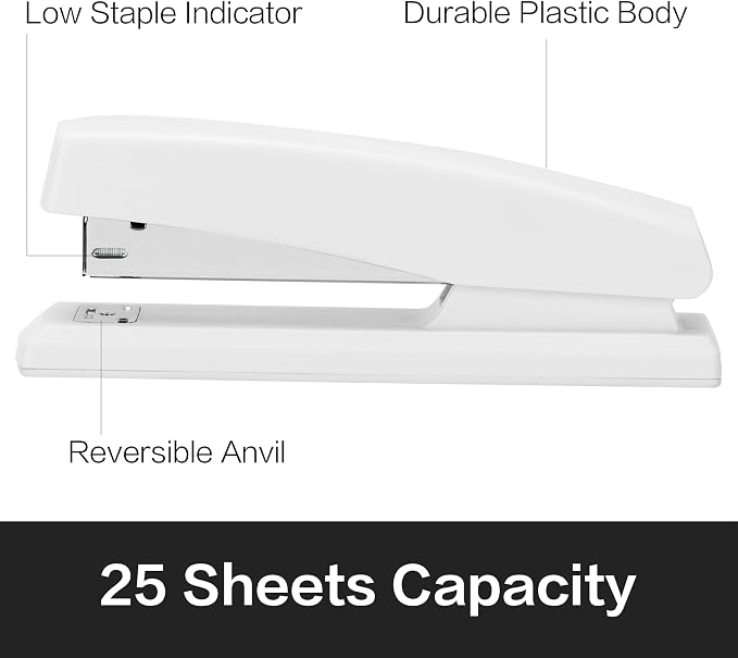 Deli Stapler, Desktop Stapler, Office Staplers, 25 Sheet Capacity, Includes - Image 2